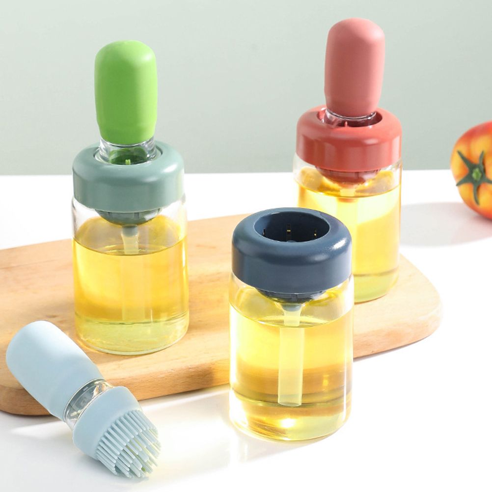 Oil Bottle with Silicone Brush Oil Dispenser Silicone Dropper Measuring Oil Container for Kitchen Cooking Frying Baking