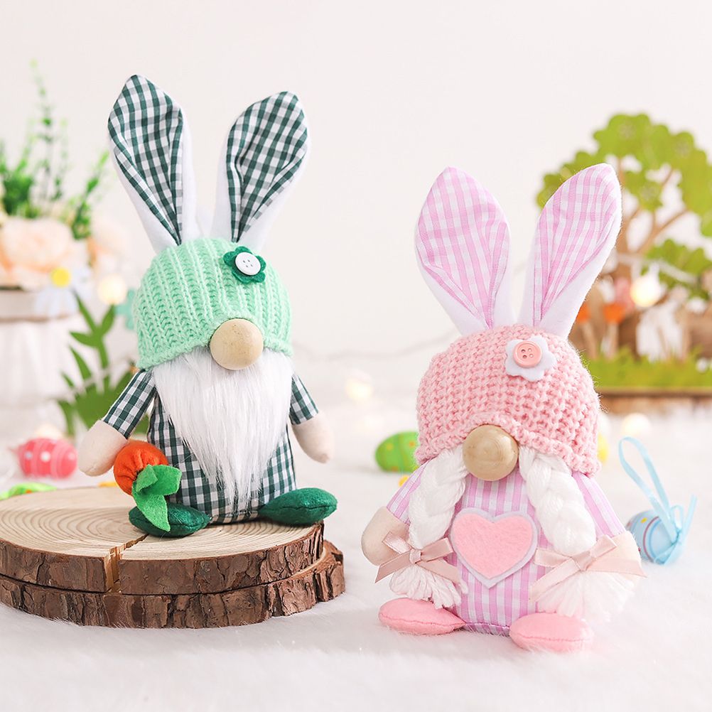 Easter Bunny Gnome Decoration Couple Doll Decor for Kids and Friends Easter Faceless Doll Ornaments