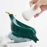 Dolphin Ceramic Soap Box Drain Soap Dish Box Bathroom Supplies Home Decoration Accessories Drain Soap Holder