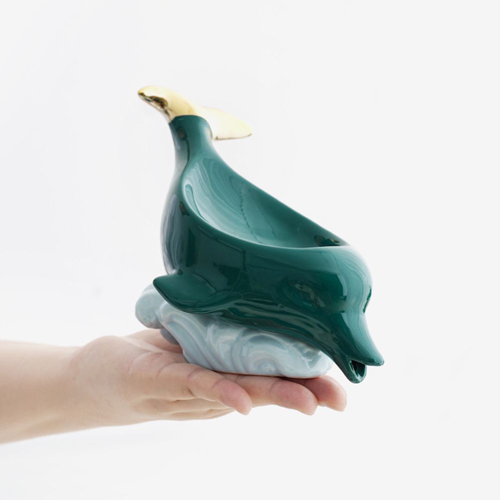 Dolphin Ceramic Soap Box Drain Soap Dish Box Bathroom Supplies Home Decoration Accessories Drain Soap Holder
