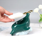 Dolphin Ceramic Soap Box Drain Soap Dish Box Bathroom Supplies Home Decoration Accessories Drain Soap Holder