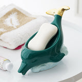Dolphin Ceramic Soap Box Drain Soap Dish Box Bathroom Supplies Home Decoration Accessories Drain Soap Holder