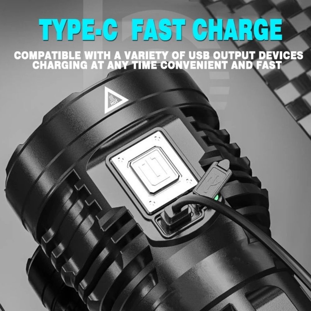 LED Outdoor Flashlight USB Rechargeable Super Bright Flashlight for Outdoor Camping Fishing Hiking