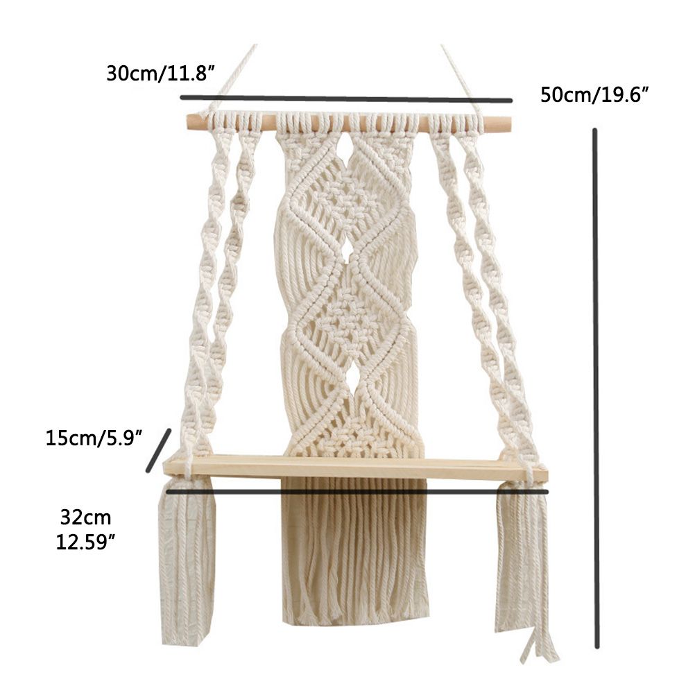 Boho Macrame Wall Hanging Shelf Macrame Wall Decor Woven Tassel Tapestry Wall Shelf Handmade Cotton Rope Plant Holder Tapestry