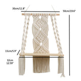 Boho Macrame Wall Hanging Shelf Macrame Wall Decor Woven Tassel Tapestry Wall Shelf Handmade Cotton Rope Plant Holder Tapestry - Front View