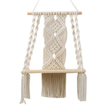 Boho Macrame Wall Hanging Shelf Macrame Wall Decor Woven Tassel Tapestry Wall Shelf Handmade Cotton Rope Plant Holder Tapestry - Side View