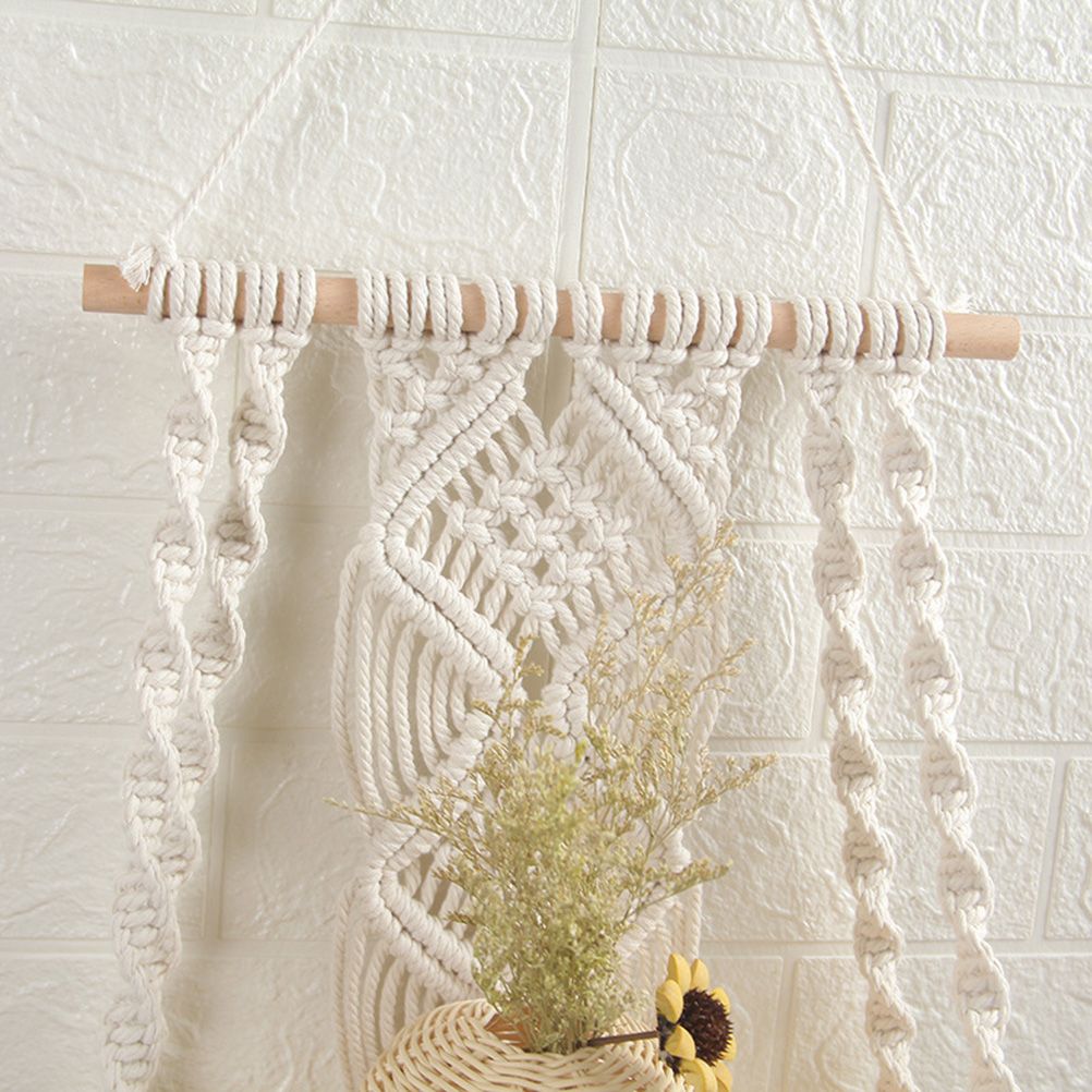 Boho Macrame Wall Hanging Shelf Macrame Wall Decor Woven Tassel Tapestry Wall Shelf Handmade Cotton Rope Plant Holder Tapestry