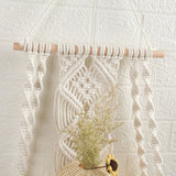 Boho Macrame Wall Hanging Shelf Macrame Wall Decor Woven Tassel Tapestry Wall Shelf Handmade Cotton Rope Plant Holder Tapestry - 45-Degree Angle
