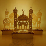 Wooden LED Lamp Ramadan Decoration Portable Eid Ramadan LED Night Light Table Ornament Ideal for Eid Ramadan Decoration