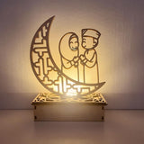 Wooden LED Lamp Ramadan Decoration Portable Eid Ramadan LED Night Light Table Ornament Ideal for Eid Ramadan Decoration - Close-Up Angle