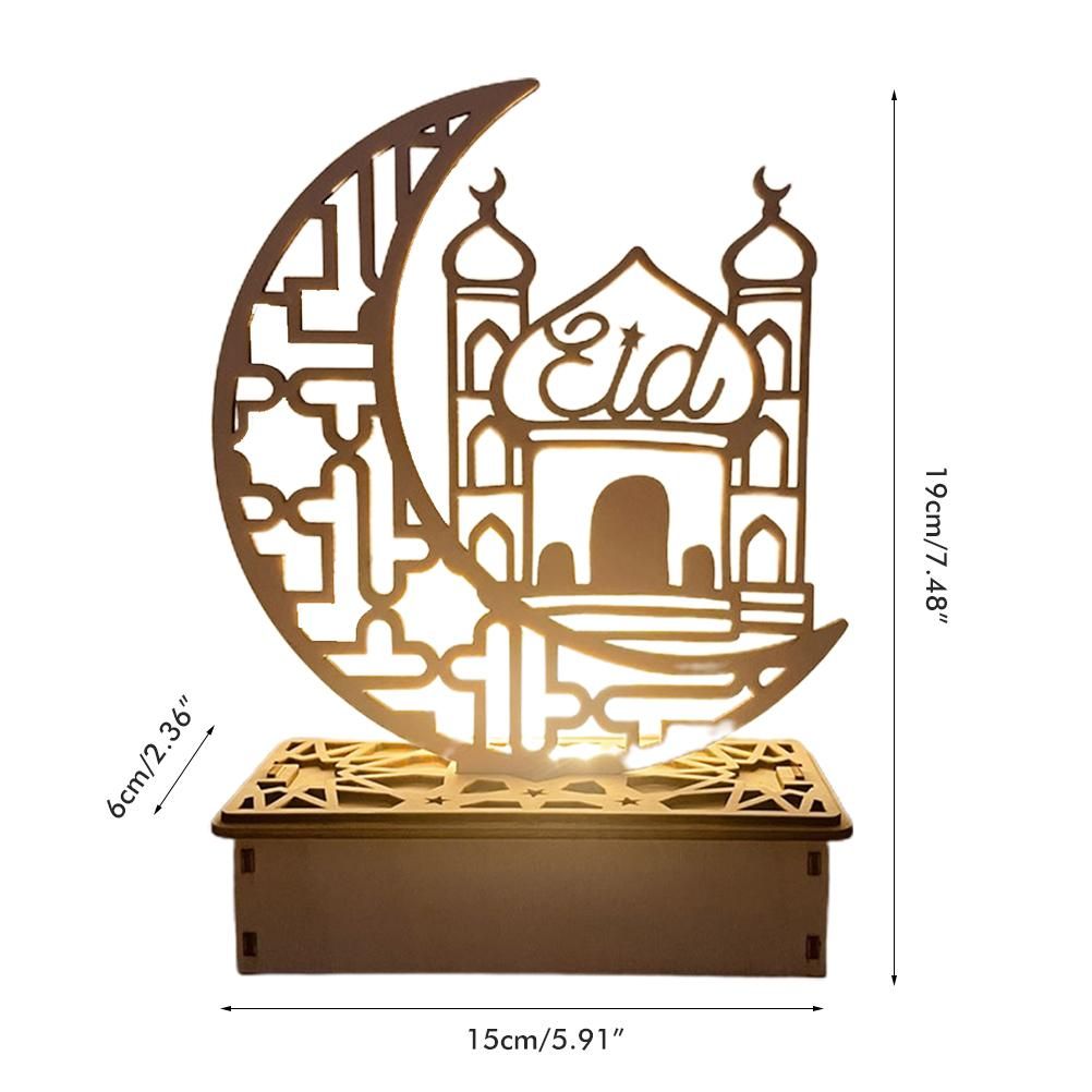 Wooden LED Lamp Ramadan Decoration Portable Eid Ramadan LED Night Light Table Ornament Ideal for Eid Ramadan Decoration