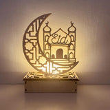 Wooden LED Lamp Ramadan Decoration Portable Eid Ramadan LED Night Light Table Ornament Ideal for Eid Ramadan Decoration