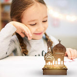 Wooden LED Lamp Ramadan Decoration Portable Eid Ramadan LED Night Light Table Ornament Ideal for Eid Ramadan Decoration - Low Angle
