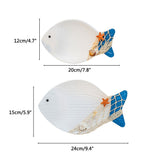 Wood Fish Hanging Ornament Wooden Fish Wall Art Decor for Beach Theme Fish Sculpture - Front View