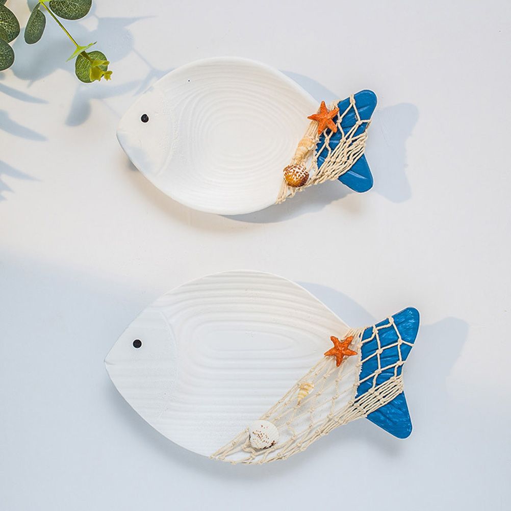 Wood Fish Hanging Ornament Wooden Fish Wall Art Decor for Beach Theme Fish Sculpture