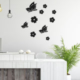 3D Mirror Wall Sticker Waterproof Acrylic Butterfly and Flower Mirror Wall Decals for Living Room Bedroom Removable DIY Wall Art Decor - Side View