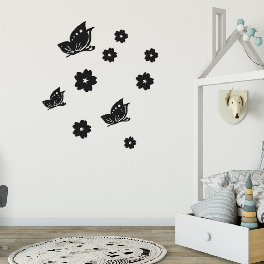 3D Mirror Wall Sticker Waterproof Acrylic Butterfly and Flower Mirror Wall Decals for Living Room Bedroom Removable DIY Wall Art Decor