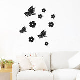 3D Mirror Wall Sticker Waterproof Acrylic Butterfly and Flower Mirror Wall Decals for Living Room Bedroom Removable DIY Wall Art Decor