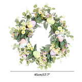 Easter Wreath Easter Eggs Daisy Garland Simulation Plants Door Hanger Easter Decoration - Front View