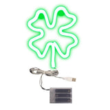 St Patricks Day Decoration Lights LED Neon Light Green Clover Window Lights Irish Shamrock Neon Tube Signs for Window Wall Decor