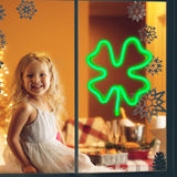 St Patricks Day Decoration Lights LED Neon Light Green Clover Window Lights Irish Shamrock Neon Tube Signs for Window Wall Decor - Extra Image