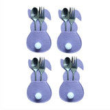 16Pcs Easter Bunny Cutlery Bags Rabbit Flatware Holder Tableware Utensil Storage Bags for Home Party Tabletop