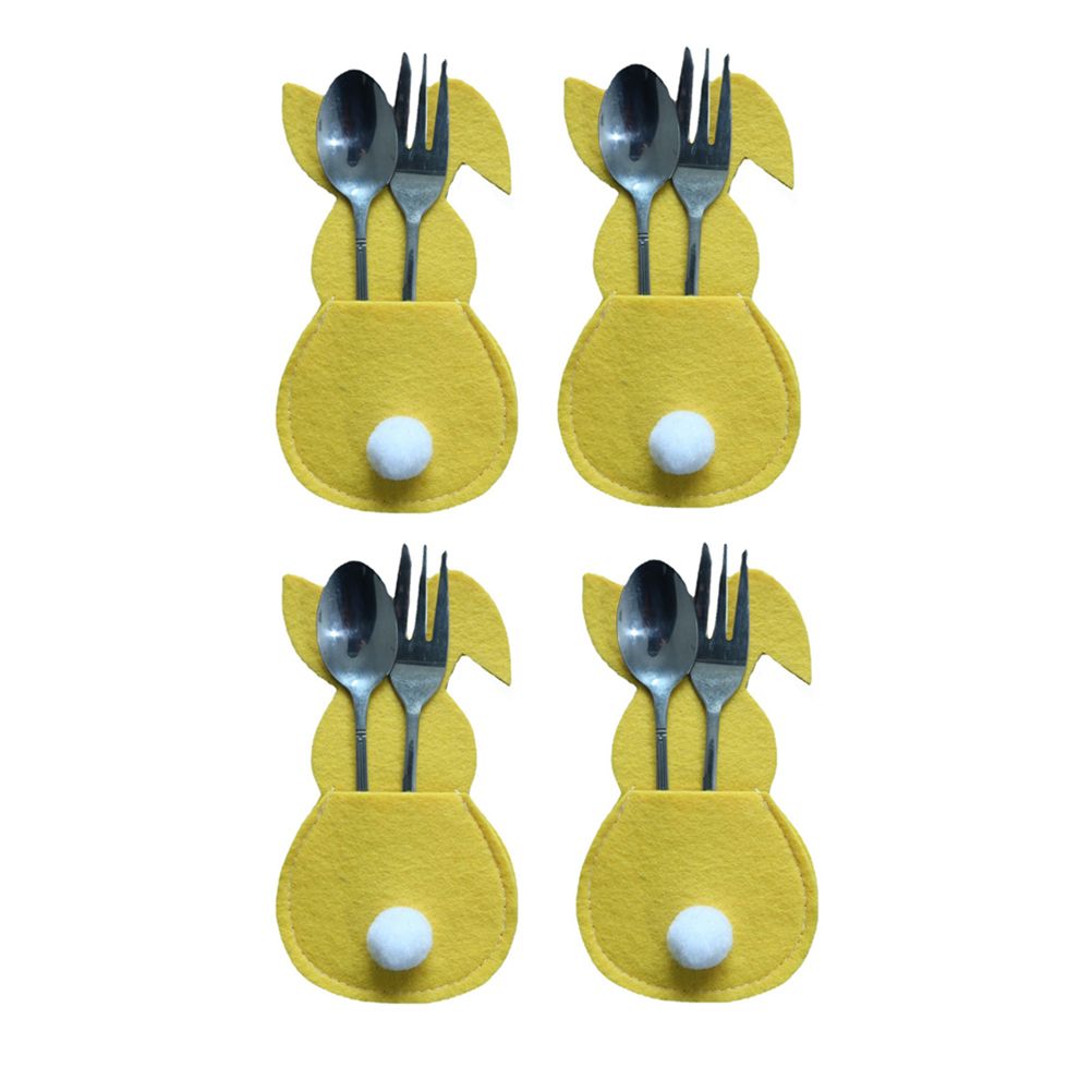 16Pcs Easter Bunny Cutlery Bags Rabbit Flatware Holder Tableware Utensil Storage Bags for Home Party Tabletop