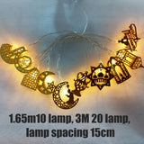 Ramadan Eid String Light Battery Operated Moon Star Lamp Mubarak Moon LED String Lights for Indoor Ramadan Festival Decorations - Front View