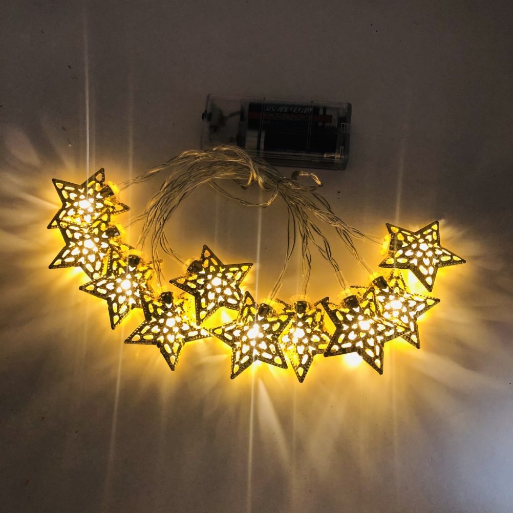 Ramadan Eid String Light Battery Operated Moon Star Lamp Mubarak Moon LED String Lights for Indoor Ramadan Festival Decorations