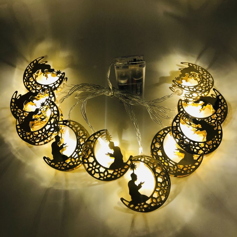 Ramadan Eid String Light Battery Operated Moon Star Lamp Mubarak Moon LED String Lights for Indoor Ramadan Festival Decorations