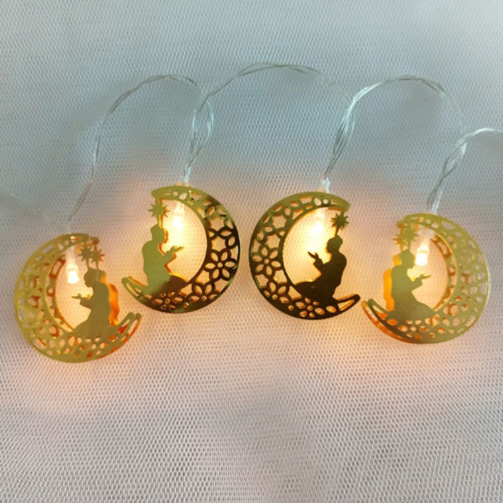 Ramadan Eid String Light Battery Operated Moon Star Lamp Mubarak Moon LED String Lights for Indoor Ramadan Festival Decorations