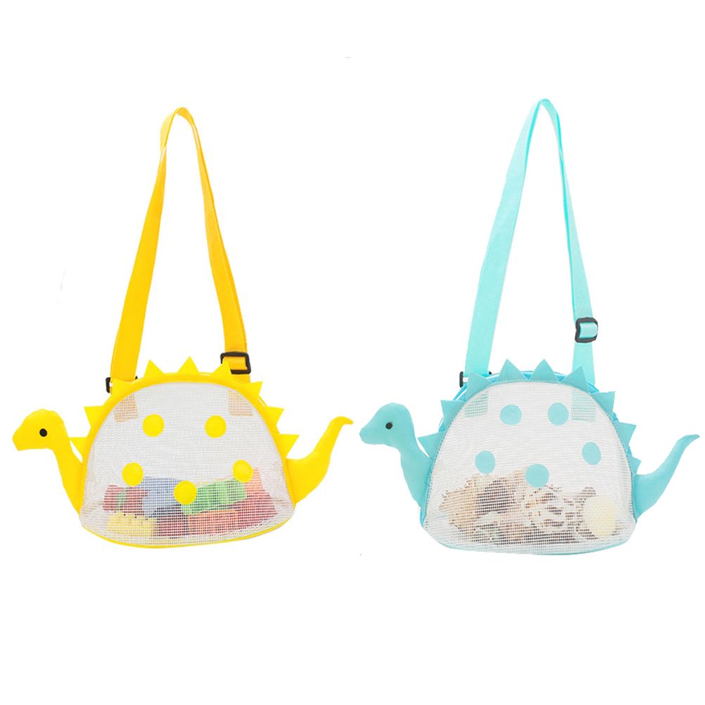 Dinosaur Mesh Beach Bag for Kids Shell Collecting Totes Portable Beach Holding Bag for Boys and Girls