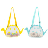 Dinosaur Mesh Beach Bag for Kids Shell Collecting Totes Portable Beach Holding Bag for Boys and Girls