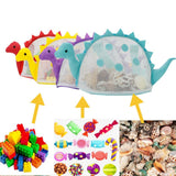 Dinosaur Mesh Beach Bag for Kids Shell Collecting Totes Portable Beach Holding Bag for Boys and Girls