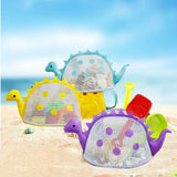 Dinosaur Mesh Beach Bag for Kids Shell Collecting Totes Portable Beach Holding Bag for Boys and Girls
