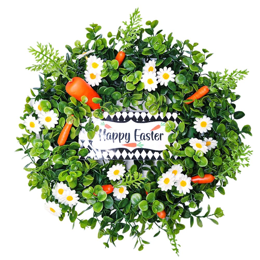 Easter Carrot Wreath Daisy Eucalyptus Wreath Indoor Outdoor Happy Easter Hanging Ornaments Home Front Door Party Decorations