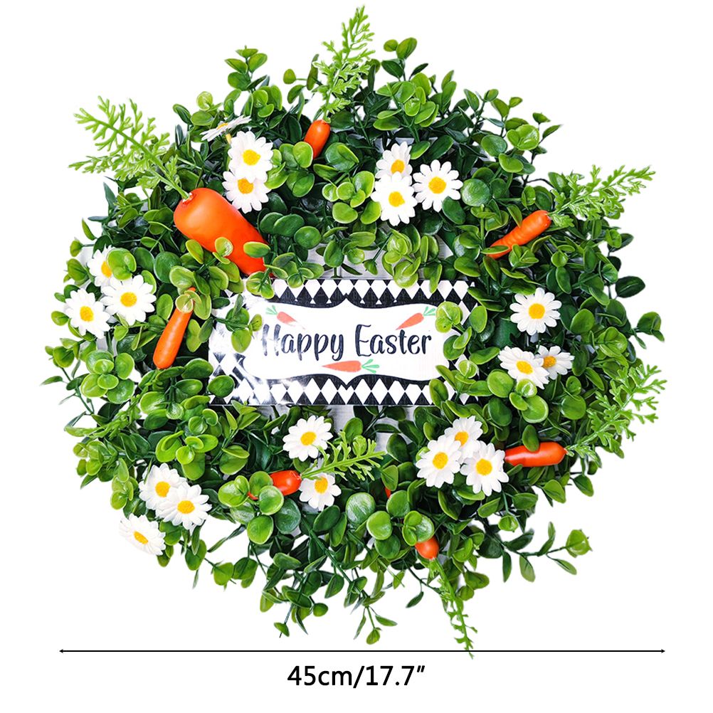Easter Carrot Wreath Daisy Eucalyptus Wreath Indoor Outdoor Happy Easter Hanging Ornaments Home Front Door Party Decorations