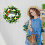 Easter Carrot Wreath Daisy Eucalyptus Wreath Indoor Outdoor Happy Easter Hanging Ornaments Home Front Door Party Decorations - Top-Down View
