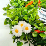 Easter Carrot Wreath Daisy Eucalyptus Wreath Indoor Outdoor Happy Easter Hanging Ornaments Home Front Door Party Decorations - Extra Image