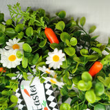 Easter Carrot Wreath Daisy Eucalyptus Wreath Indoor Outdoor Happy Easter Hanging Ornaments Home Front Door Party Decorations - Extra Image