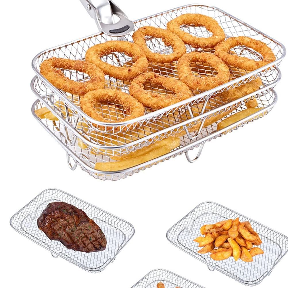 Dual Air Fryer Rack Compatible for Ninja Multi Layered Dehydrator Racks 304 Stainless Steel Dual Air Fryer Stand Racks Air Fryer Accessories