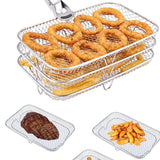 Dual Air Fryer Rack Compatible for Ninja Multi Layered Dehydrator Racks 304 Stainless Steel Dual Air Fryer Stand Racks Air Fryer Accessories