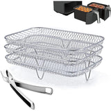 Dual Air Fryer Rack Compatible for Ninja Multi Layered Dehydrator Racks 304 Stainless Steel Dual Air Fryer Stand Racks Air Fryer Accessories - Top-Down View