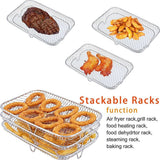 Dual Air Fryer Rack Compatible for Ninja Multi Layered Dehydrator Racks 304 Stainless Steel Dual Air Fryer Stand Racks Air Fryer Accessories
