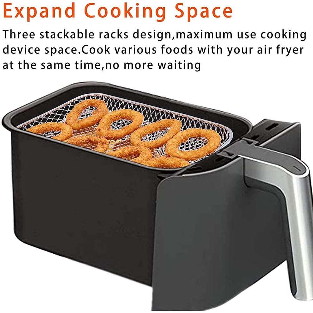Dual Air Fryer Rack Compatible for Ninja Multi Layered Dehydrator Racks 304 Stainless Steel Dual Air Fryer Stand Racks Air Fryer Accessories