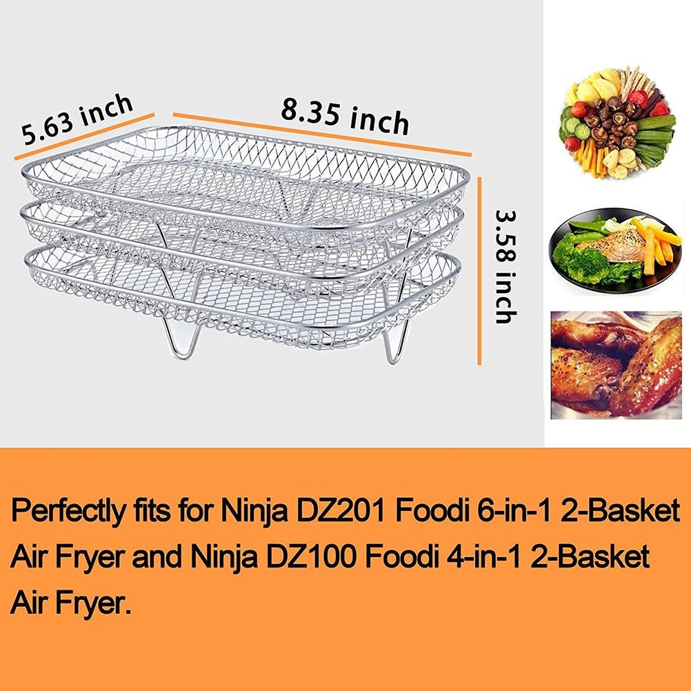 Dual Air Fryer Rack Compatible for Ninja Multi Layered Dehydrator Racks 304 Stainless Steel Dual Air Fryer Stand Racks Air Fryer Accessories