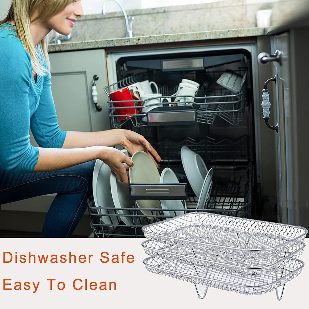 Dual Air Fryer Rack Compatible for Ninja Multi Layered Dehydrator Racks 304 Stainless Steel Dual Air Fryer Stand Racks Air Fryer Accessories