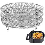 3 Pcs/Set Air Fryer Rack Three Stackable Dehydrator Racks 304 Stainless Steel Air Fryer Stand Air Fryer Accessories