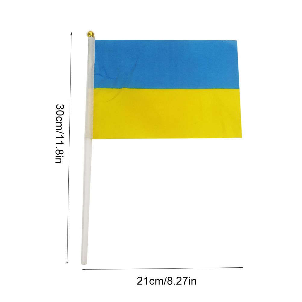 100Pcs Ukraine Hand Held Flags 21*30cm Ukrainian National Mini Stick Flags Party Festival Parades Parties Decor