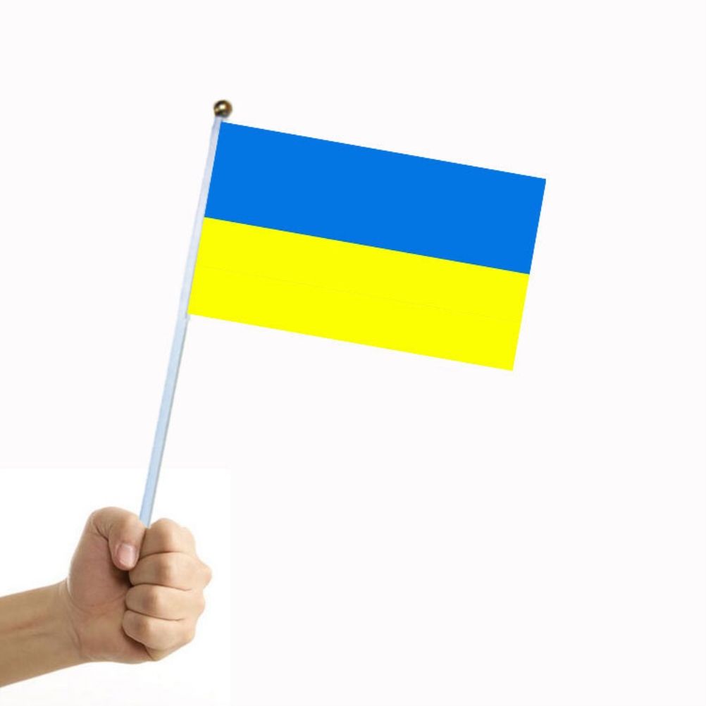 100Pcs Ukraine Hand Held Flags 21*30cm Ukrainian National Mini Stick Flags Party Festival Parades Parties Decor